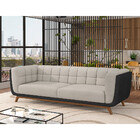 Sofá 2 Lugares 180cm Coin Courino Preto | Linho Off White - S